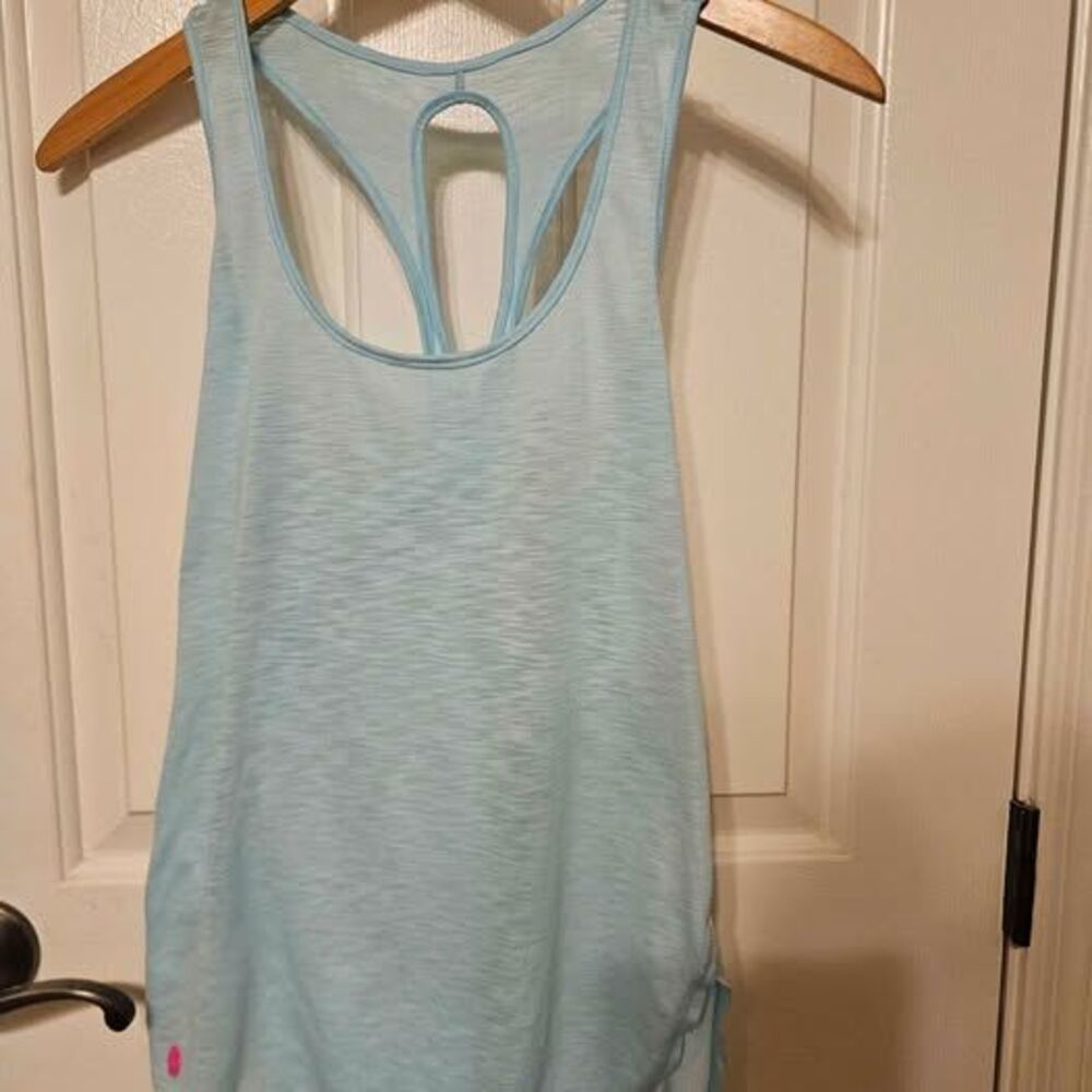 Lilly Pulitzer Luxletic Kai Tank Top Womens Small Blue  Sleeveless Cross Back